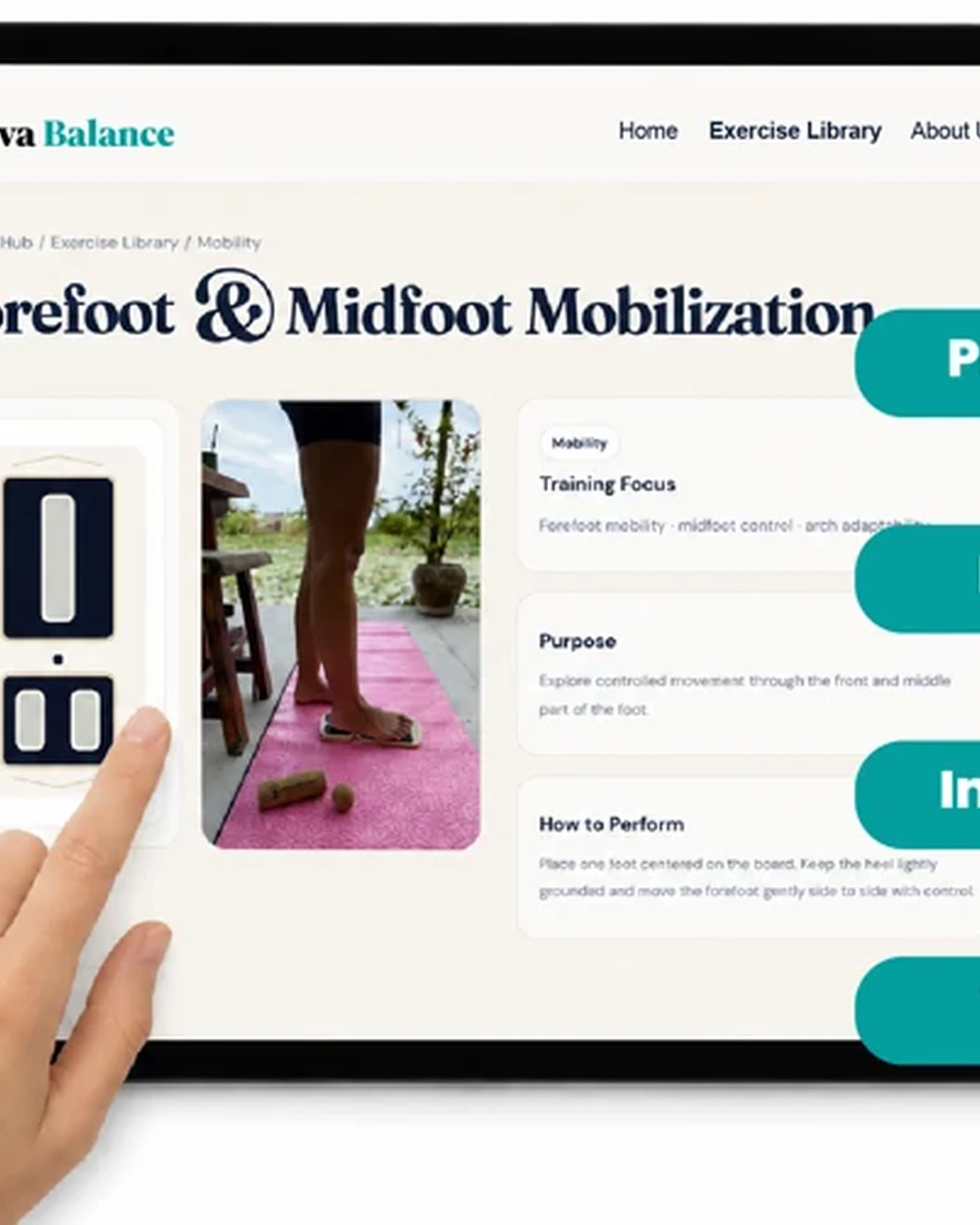 Nova Balance digital exercise guidance shown on a tablet