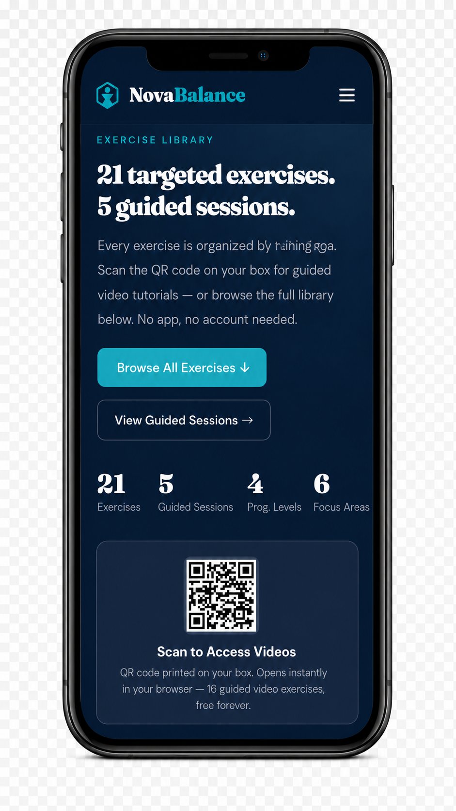 Nova Balance Exercise Library on mobile